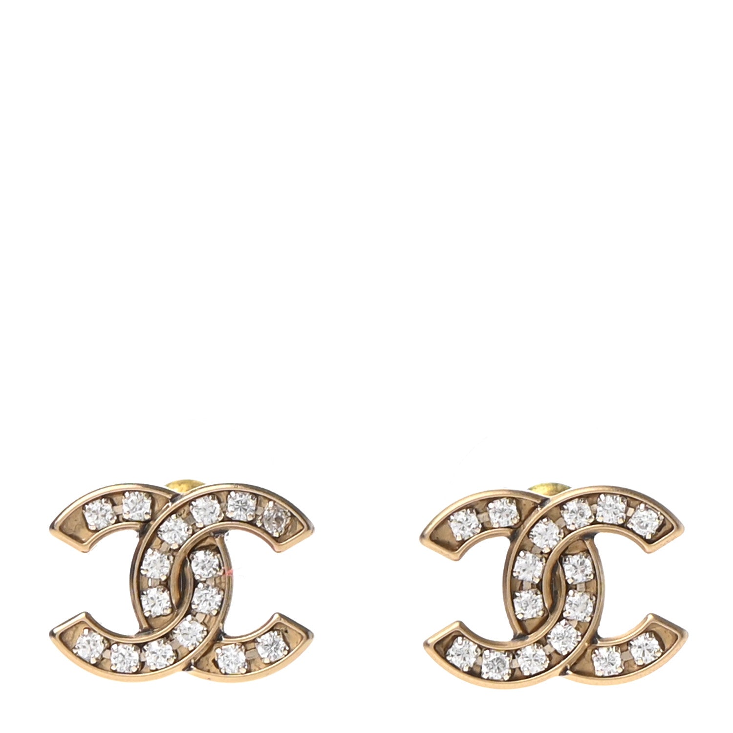 Chanel Crystal CC Earrings Gold 1 of 4