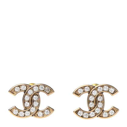 Chanel Crystal CC Earrings Gold 1 of 4