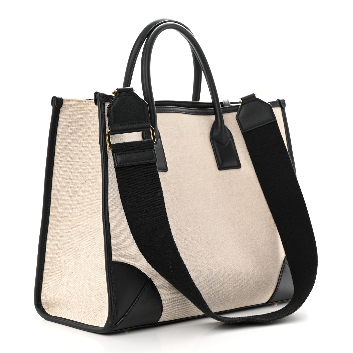 Calfskin Linen Large Munchen Tote Black