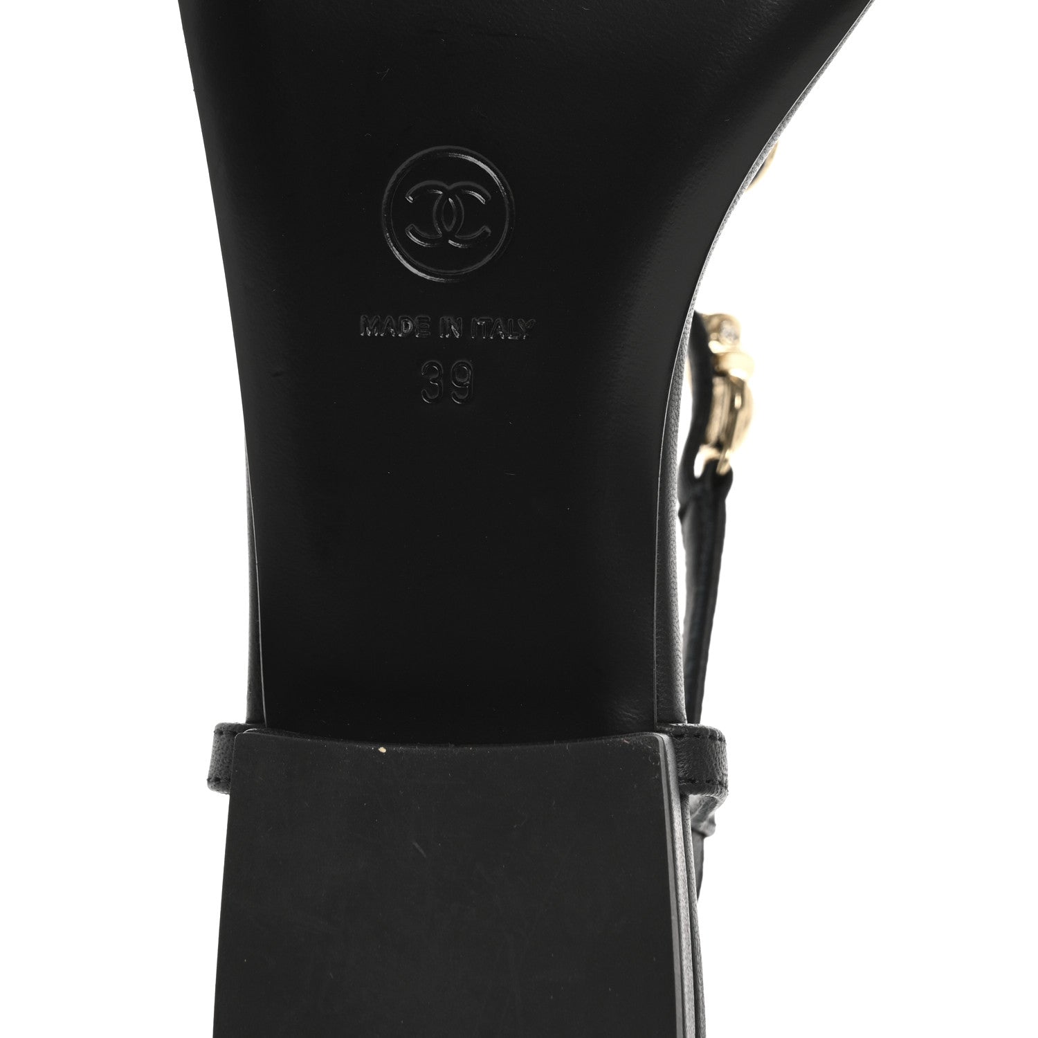 Chanel Lambskin Metal Heart Thong Sandals 39 Black 8 of 9