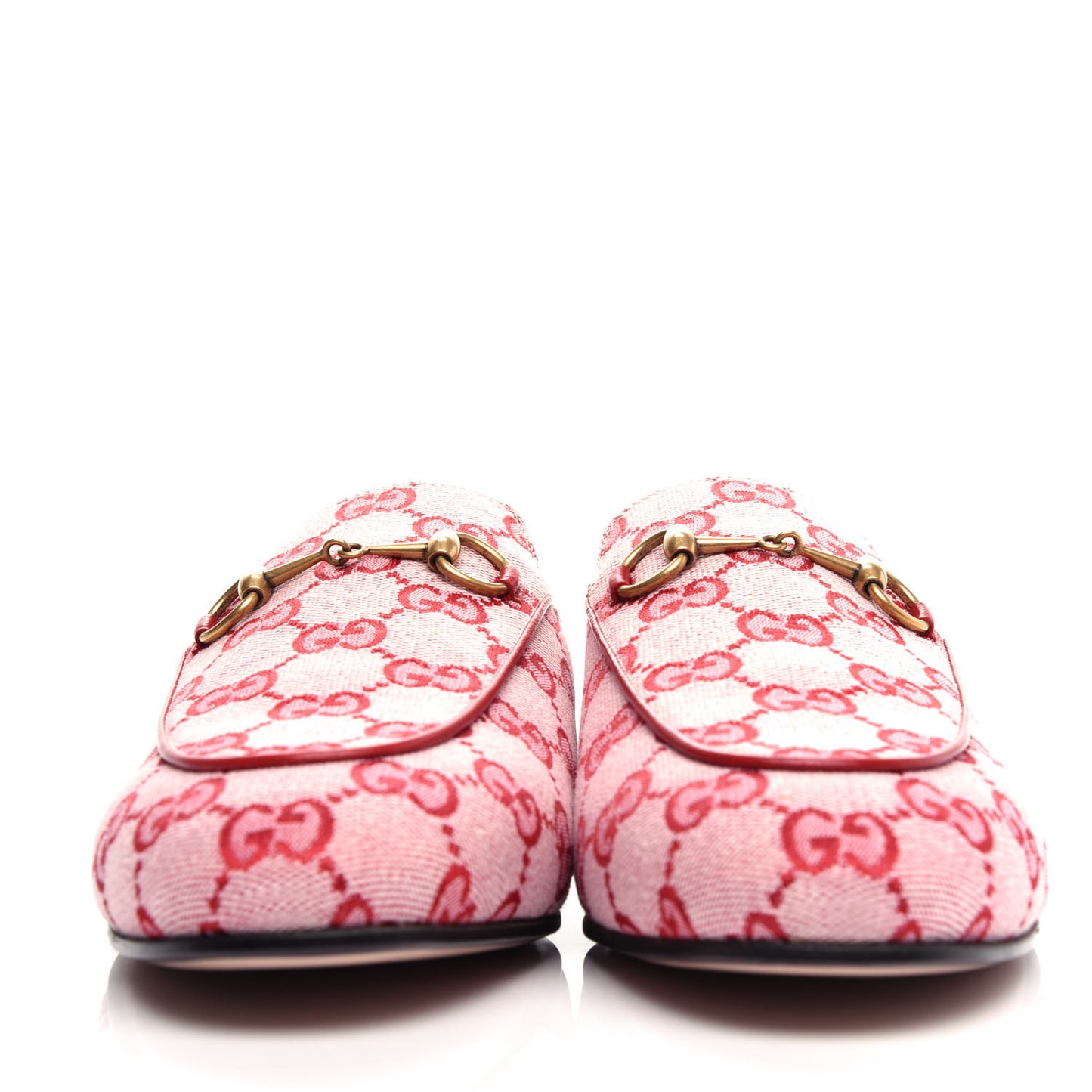 Canvas GG Monogram Horsebit Womens Princetown Slippers 39 Gardenia Hibiscus Red