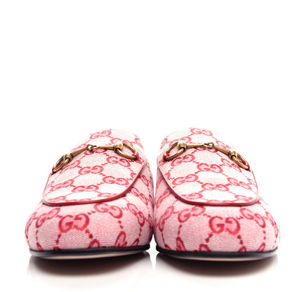 Gucci Canvas GG Monogram Horsebit Womens Princetown Slippers 39 Gardenia Hibiscus Red 2 of 11