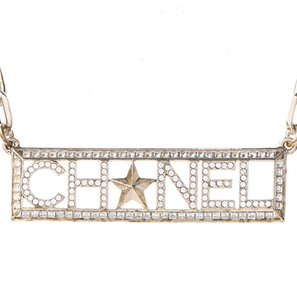 Chanel Crystal Chain Short Logo Necklace Gold 2 of 5