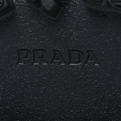 Prada Spazzolato Rois Nylon Metal Triangle Logo Monolith Pouch Pocket 55mm Boots 37.5 Black 8 of 9