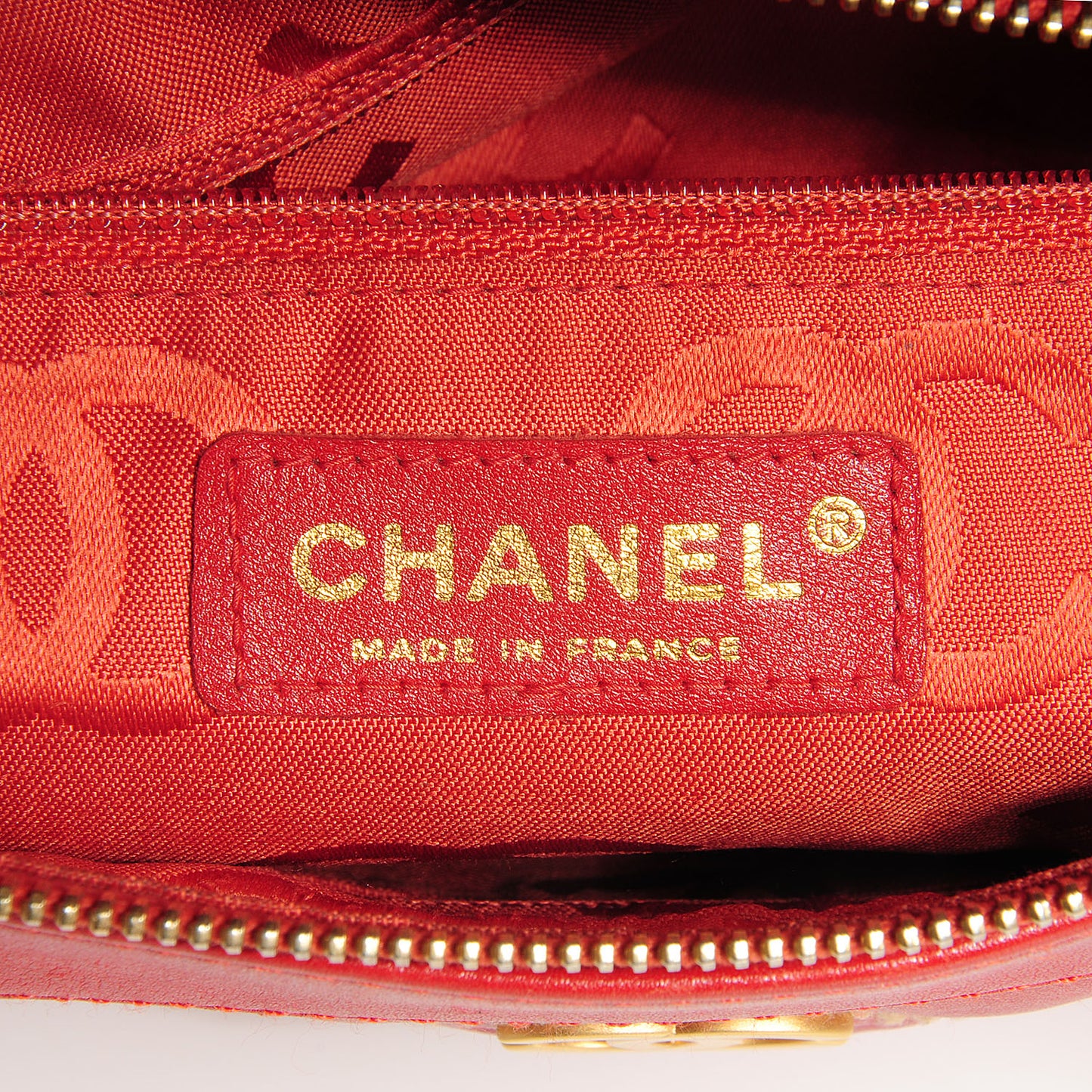 Leather Quilted Surpique Hobo Red