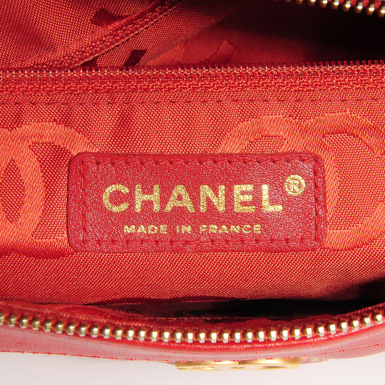 Chanel Leather Quilted Surpique Hobo Red 6 of 7