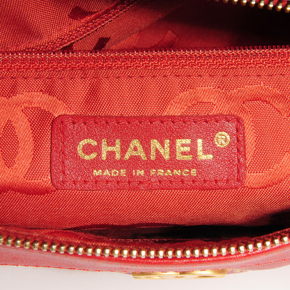 Chanel Leather Quilted Surpique Hobo Red 6 of 7