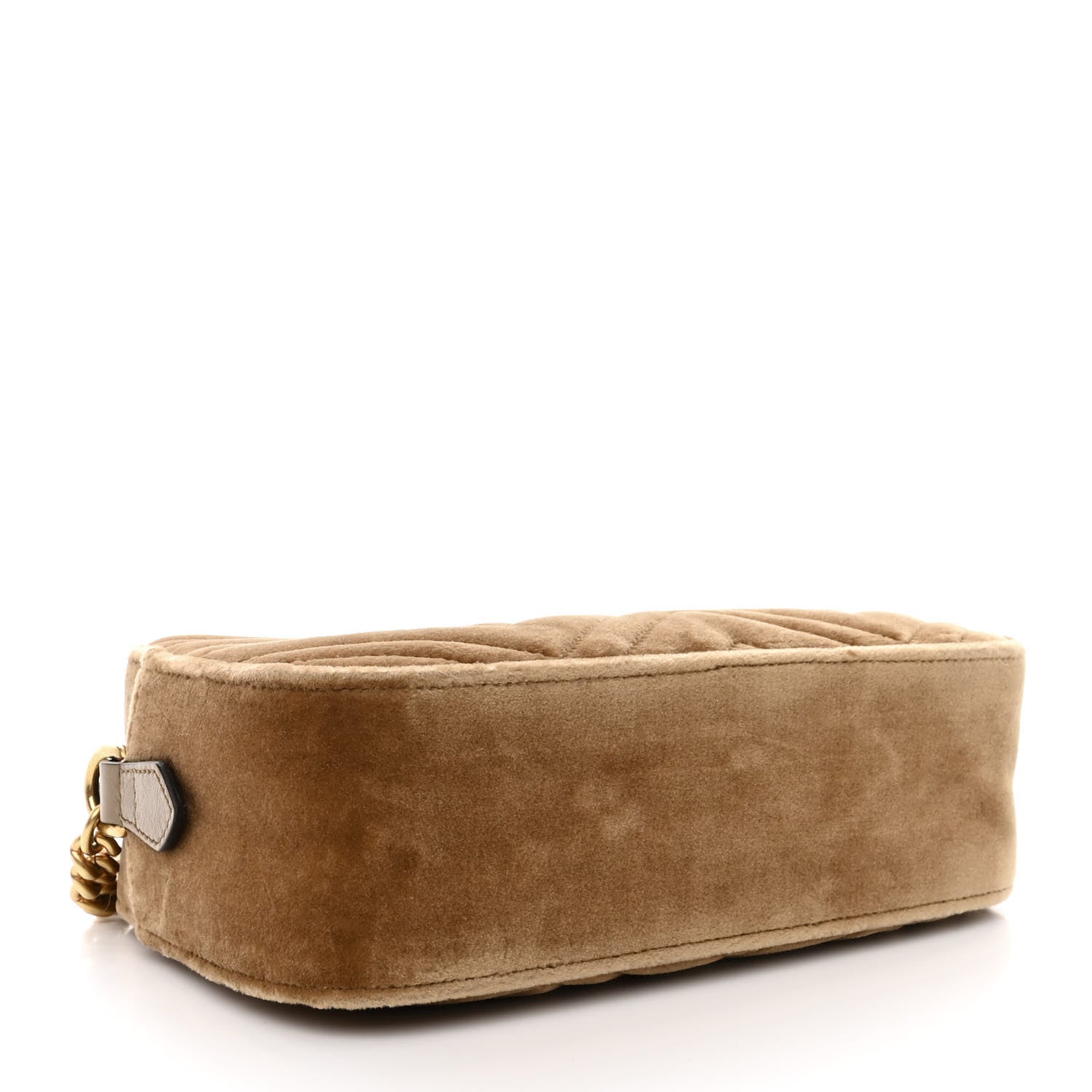 Gucci Velvet Matelasse Small GG Marmont Chain Shoulder Bag Taupe 4 of 10