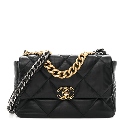 Chanel Goatskin Quilted Large Chanel 19 Flap Black 1 of 19