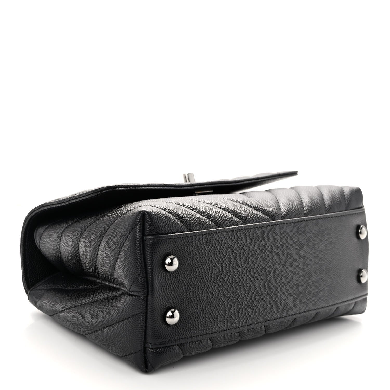 Chanel Caviar Chevron Quilted Mini Coco Handle Flap Black 4 of 10