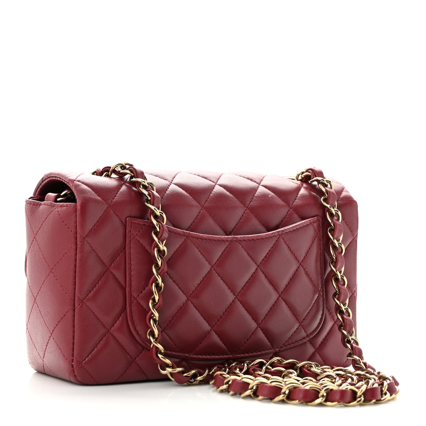 Lambskin Quilted Mini Rectangular Flap Burgundy
