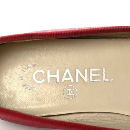 Chanel Goatskin Patent Cap Toe CC Ballerina Flats 37.5 Red 7 of 13