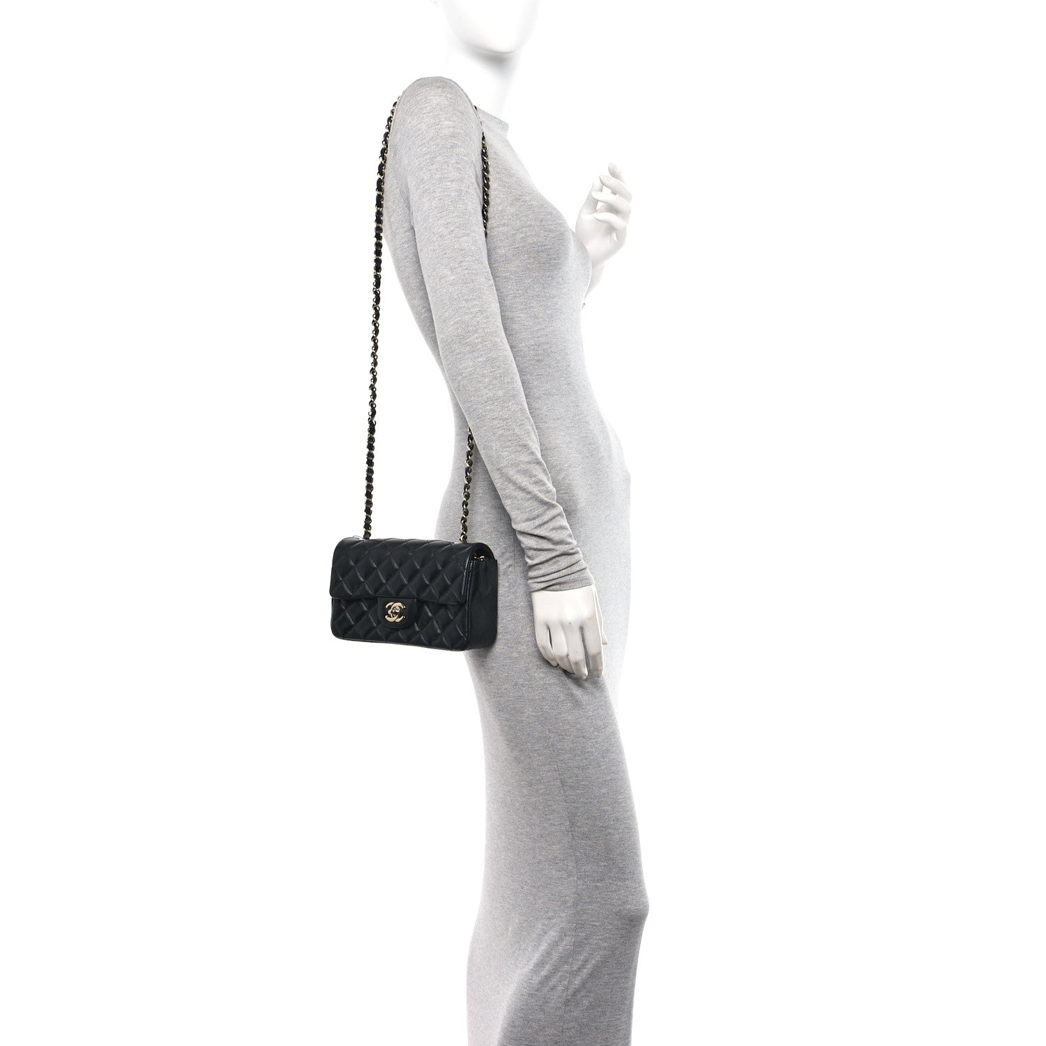 Chanel Lambskin Quilted Mini Rectangular Flap Black 2 of 11