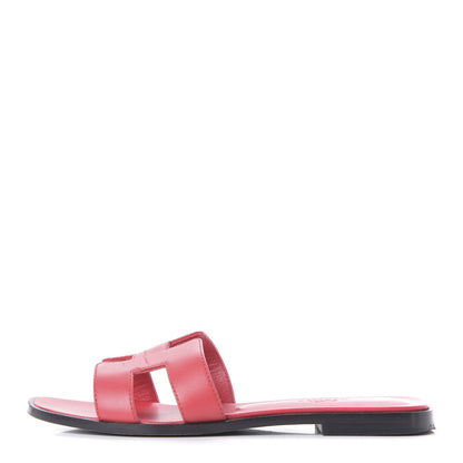 Hermes Calfskin Oran Sandals 37 Rose Cotinga 1 of 10