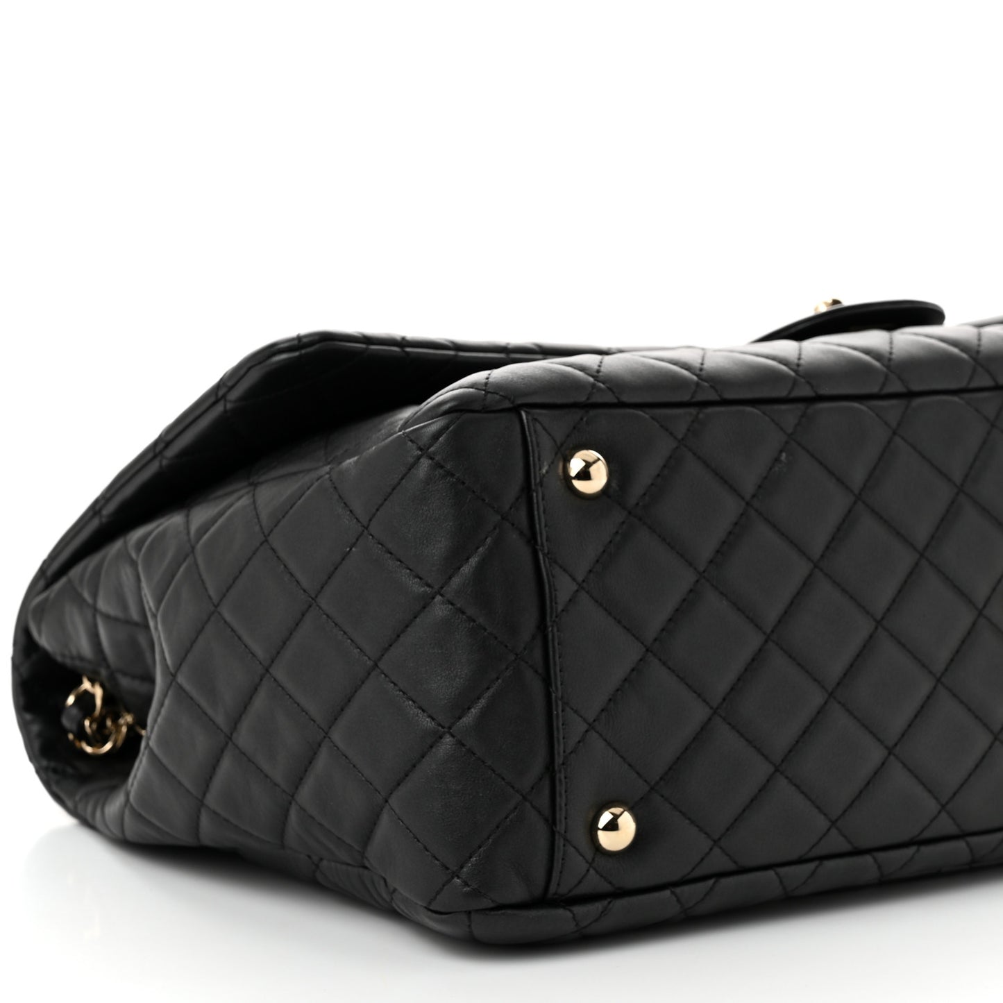 Calfskin Quilted XXL Travel Flap Bag Black