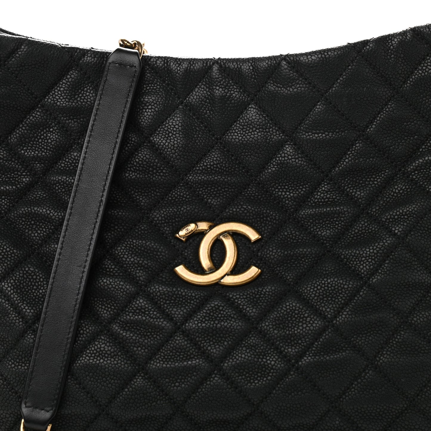 Iridescent Caviar Quilted Country Chic Hobo Black