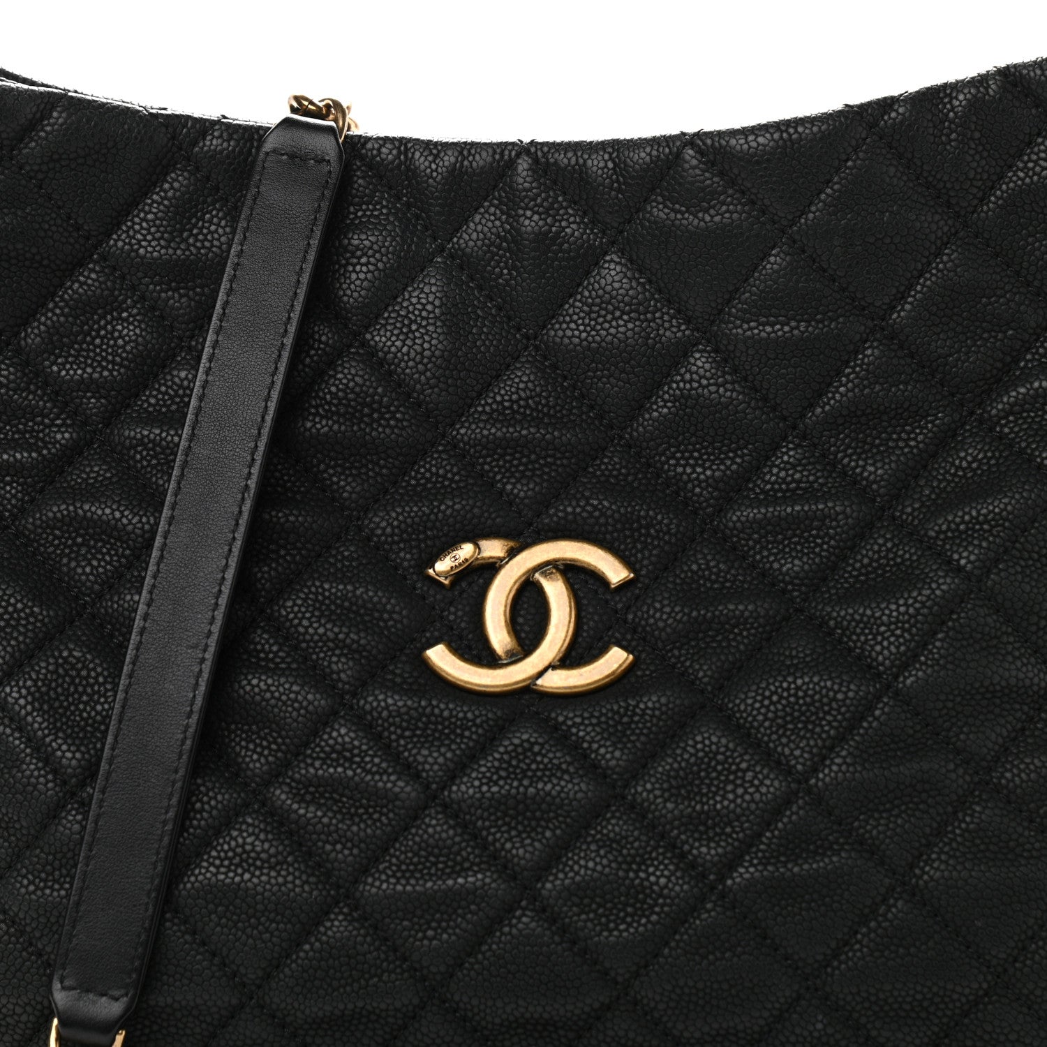 Chanel Iridescent Caviar Quilted Country Chic Hobo Black 8 of 14
