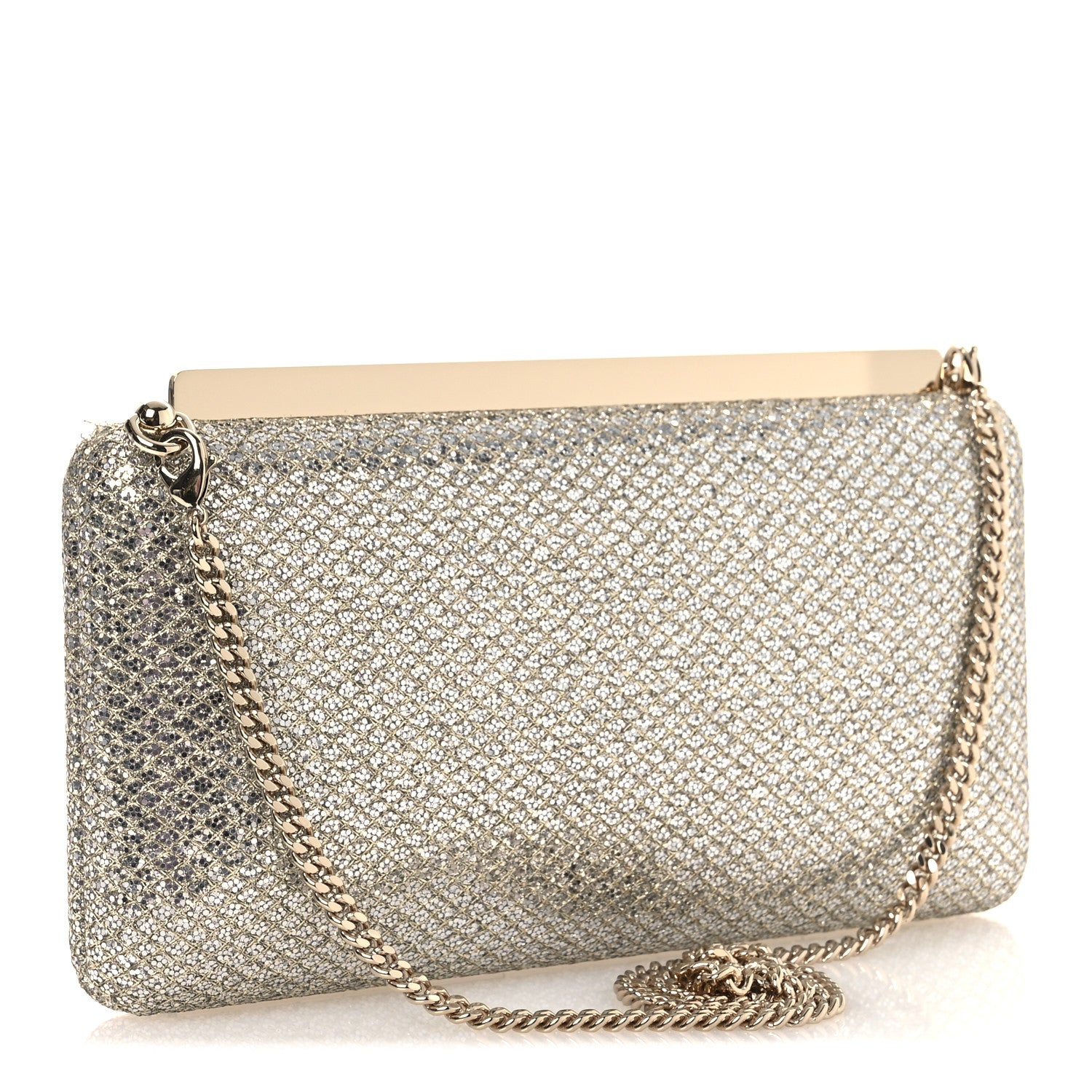 Jimmy Choo Glitter Ellipse Clutch Champagne 3 of 11