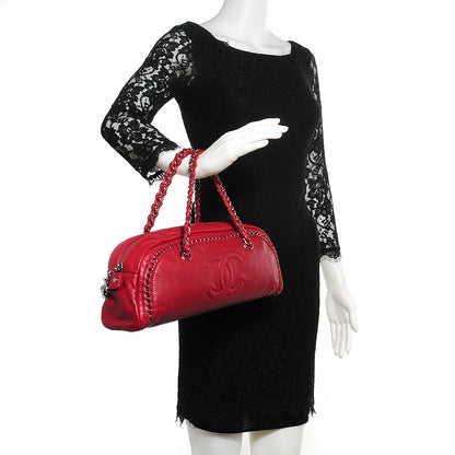 Chanel Smooth Calfskin Petit Luxe Ligne Bowler Red 2 of 7
