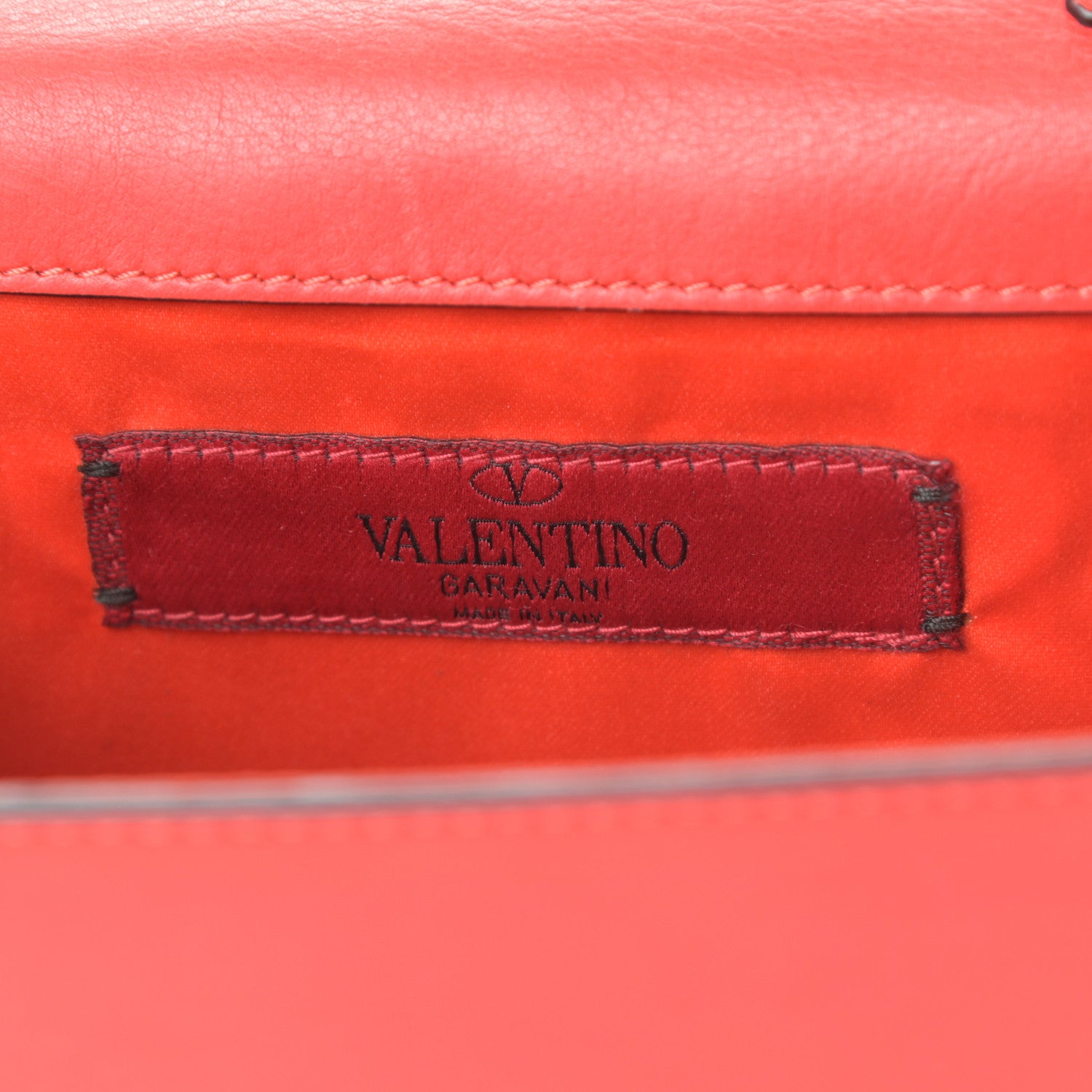 Valentino Garavani Vitello Mini Rockstud Chain Flap Crossbody Bag Deep Orange 6 of 15