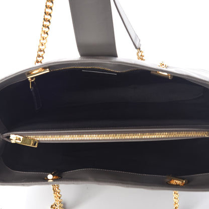 Saint Laurent Smooth Calfskin Matelasse Chevron Large Monogram Shopping Bag Grey 5 of 13