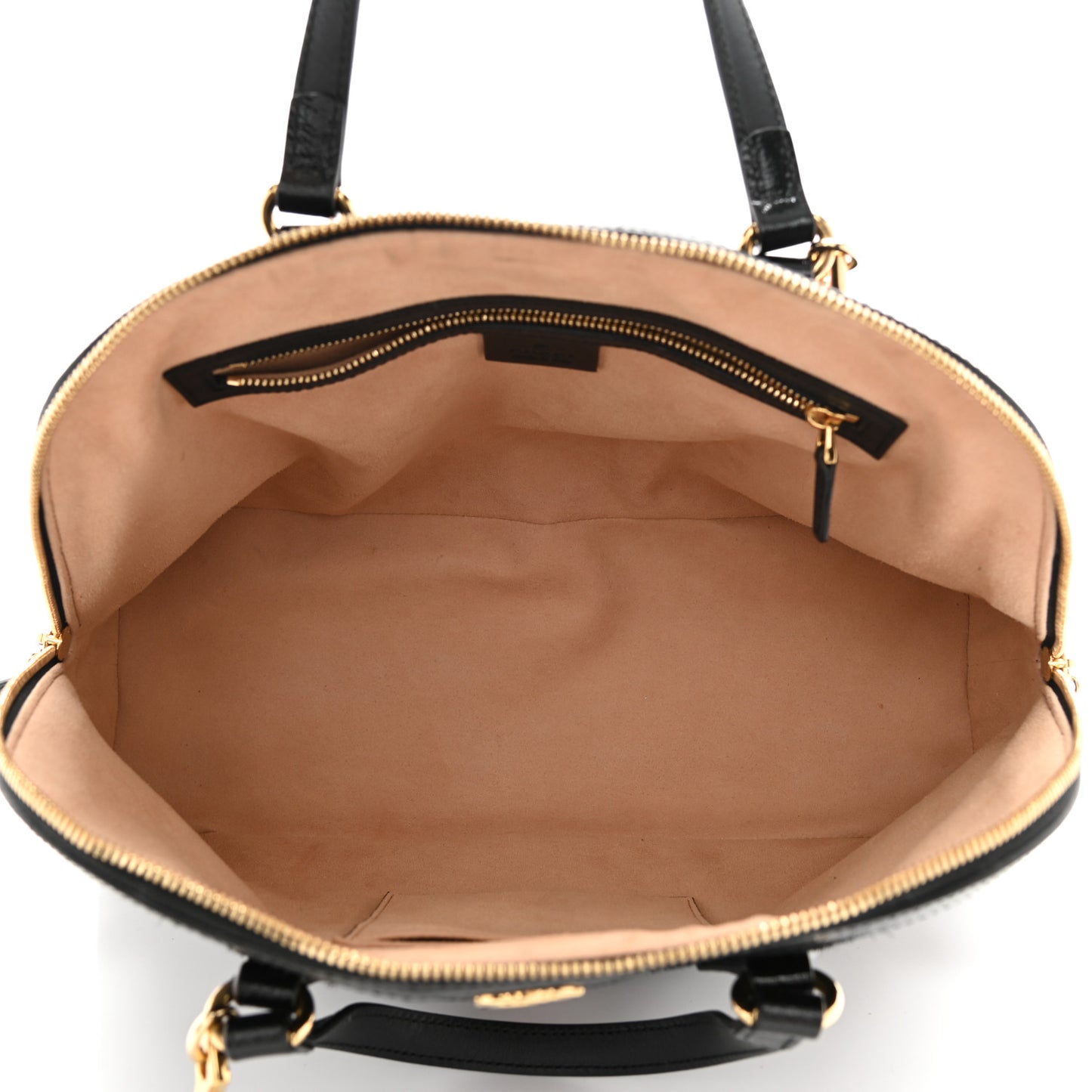 Suede Patent GG Web Medium Ophidia Top Handle Dome Bag Black