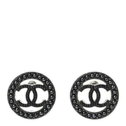 Chanel Ruthenium Pearl CC Round Earrings Dark Grey 1 of 4