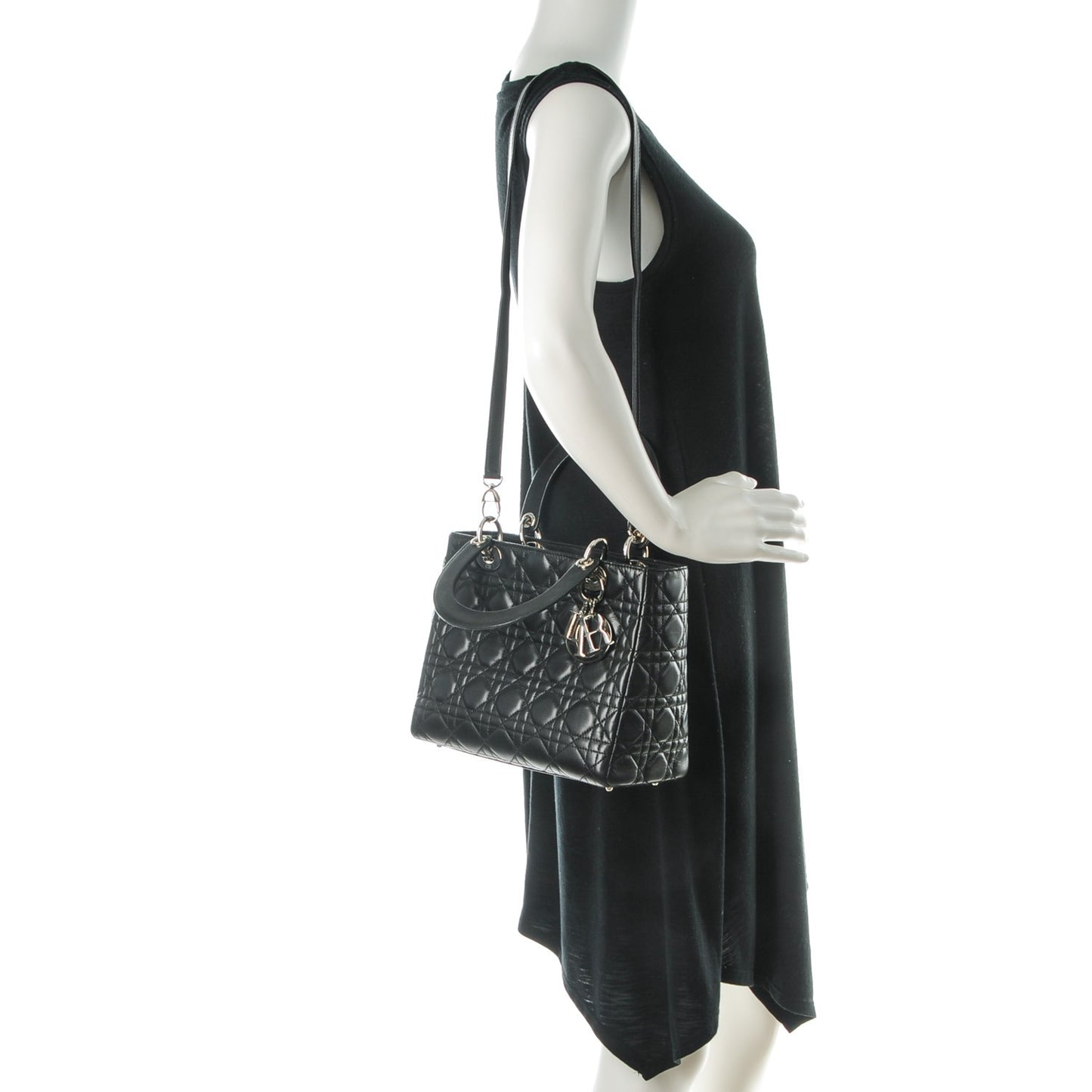 Lambskin Cannage Medium Lady Dior Black