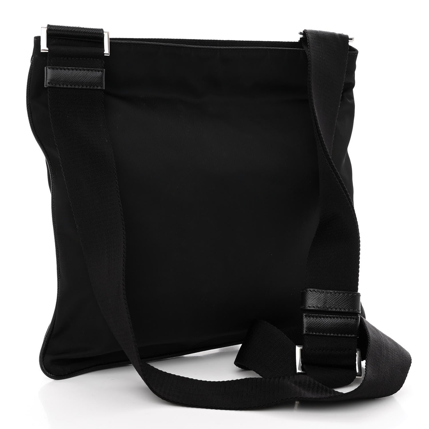 Prada Tessuto Nylon Saffiano Flat Messenger Bag Black 2 of 8