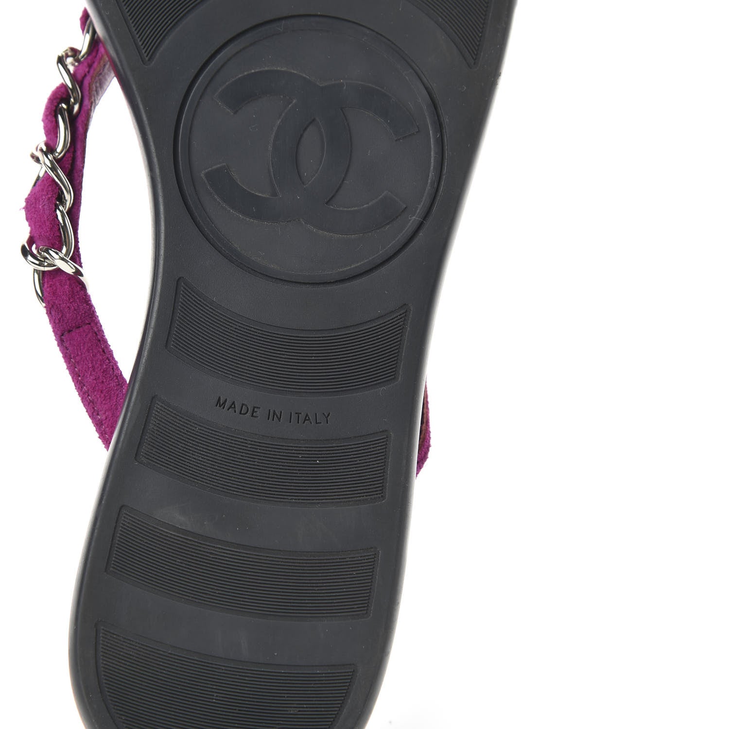 Chanel Suede Calfskin Quilted Chain Thong Sandals 36 Pink 6 of 7