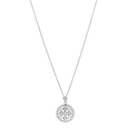 Roberto Coin 18K White Gold Diamond Flower Round Pendant Necklace 1 of 3