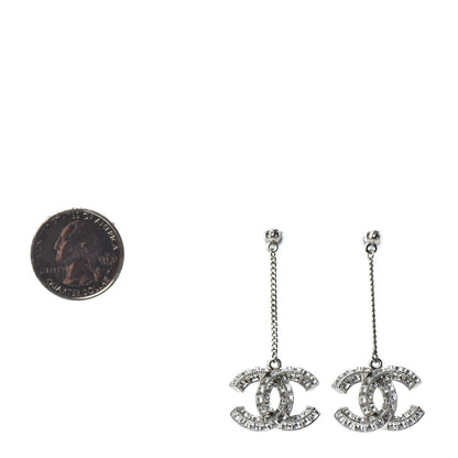Chanel Baguette Crystal CC Drop Earrings Silver 2 of 4