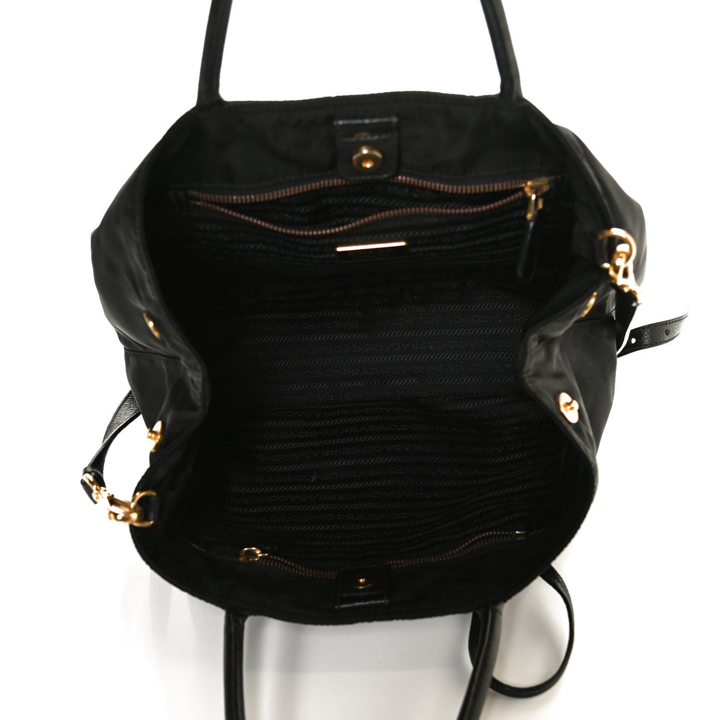 Tessuto Nylon Vitello Daino Tote Black