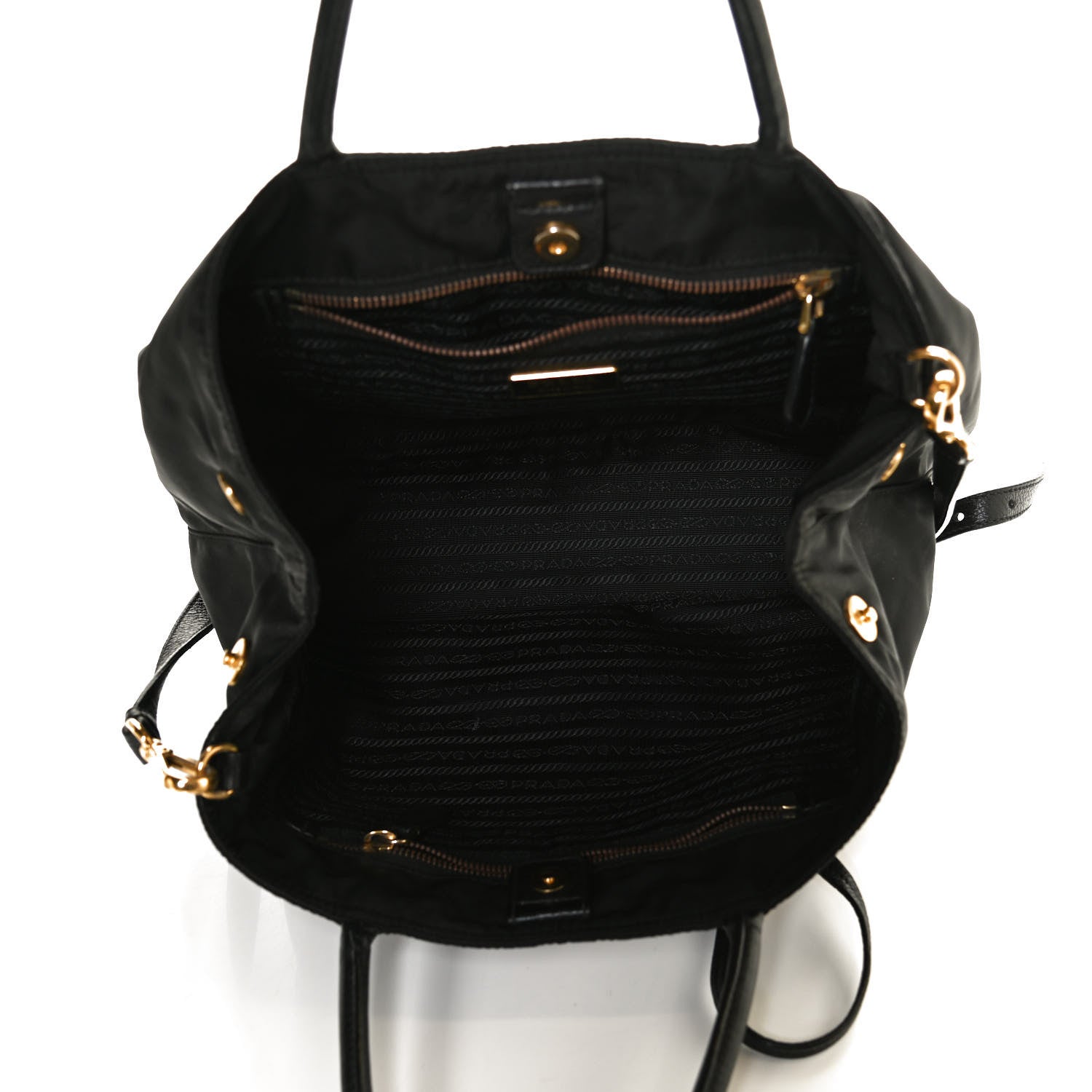 Prada Tessuto Nylon Vitello Daino Tote Black 4 of 9