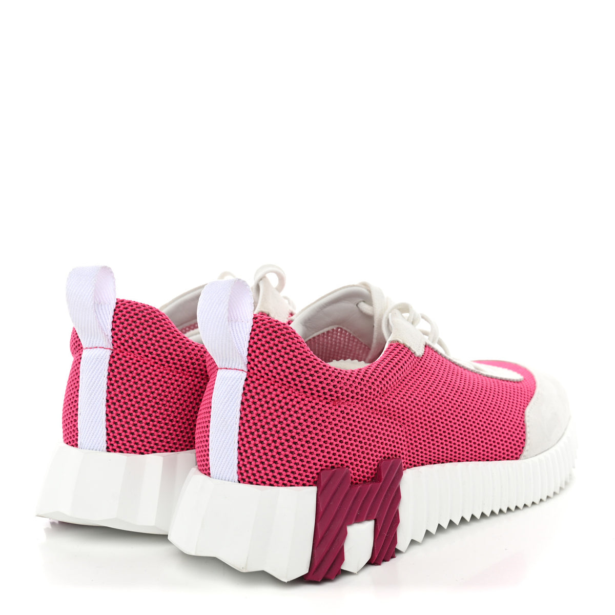 Hermes Air Mesh Suede Goatskin Bouncing Sneakers 38 39 Rose Vinicunca White 4 of 10