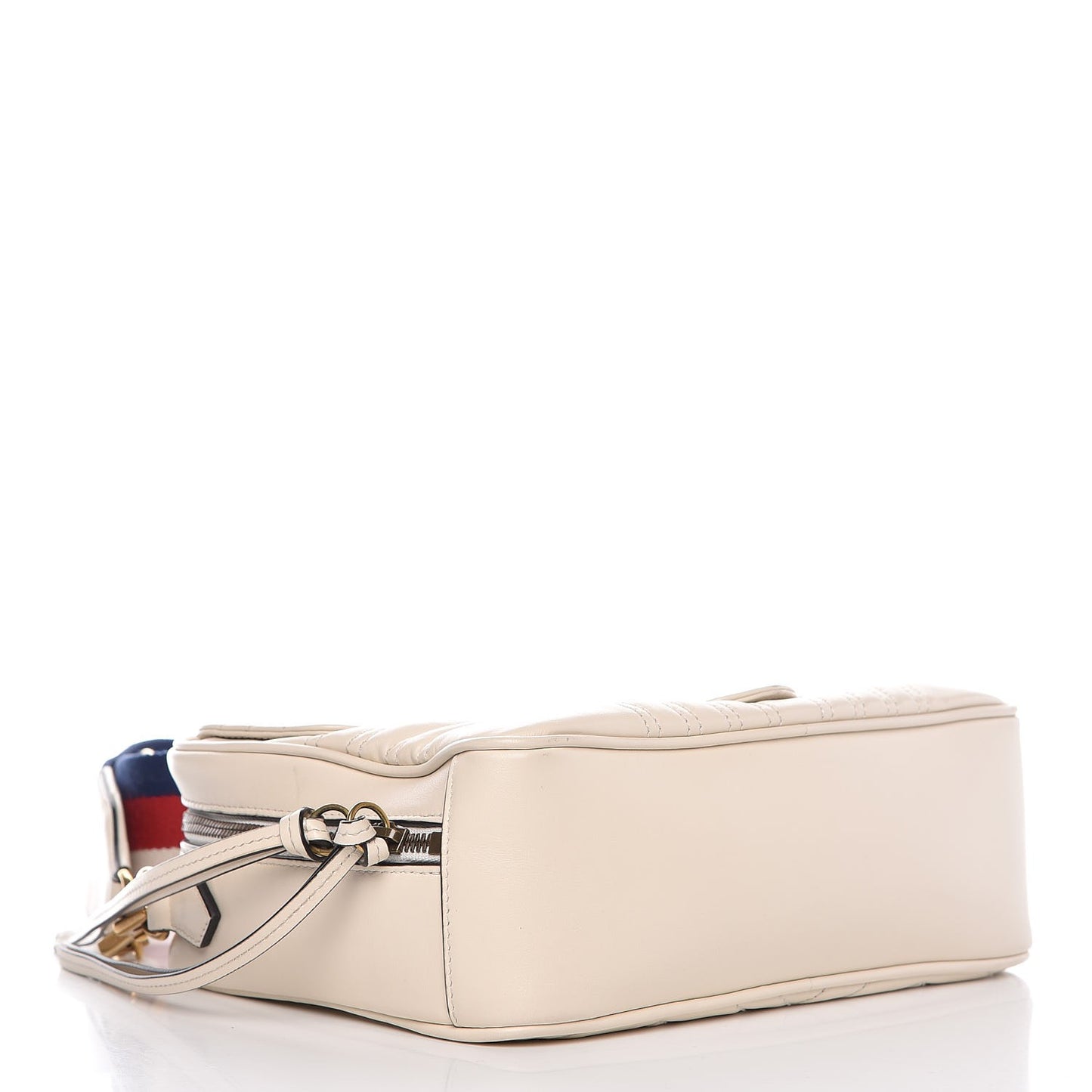 Calfskin Matelasse Sylvie Web Small GG Marmont Top Handle Shoulder Bag White