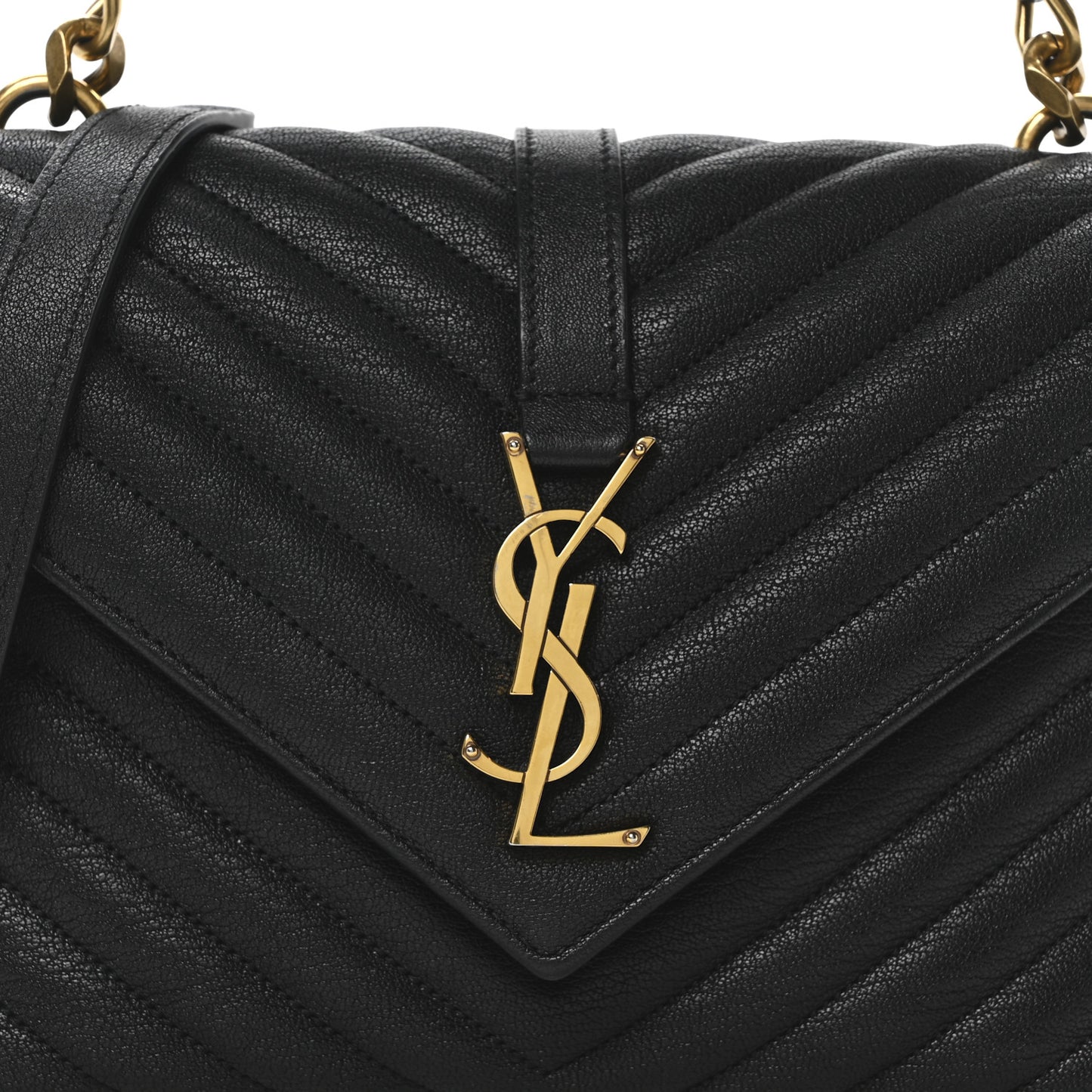 Sheepskin Matelasse Chevron Monogram Medium College Bag Black