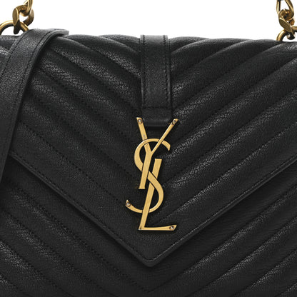 Saint Laurent Sheepskin Matelasse Chevron Monogram Medium College Bag Black 8 of 10