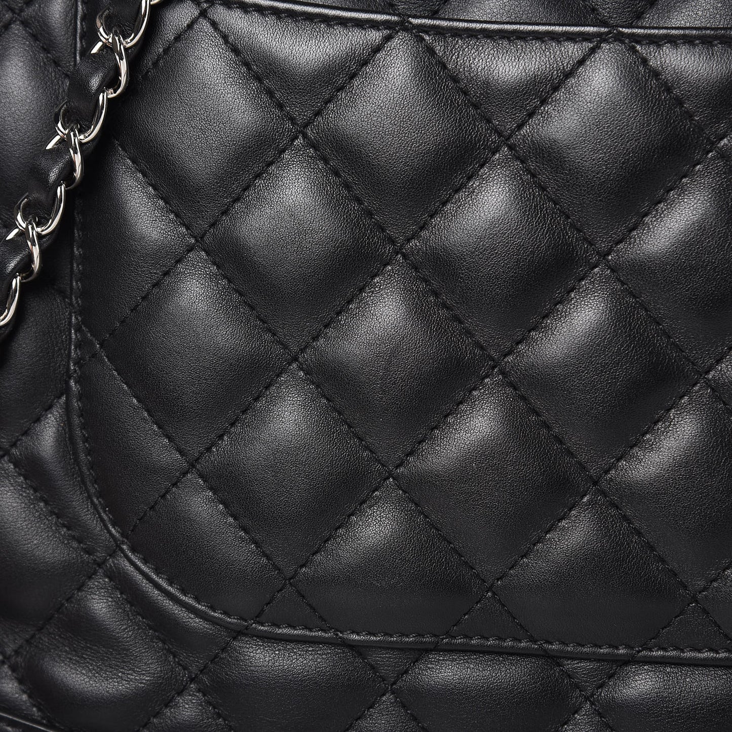 Calfskin Quilted Large Easy Shopping Tote Black