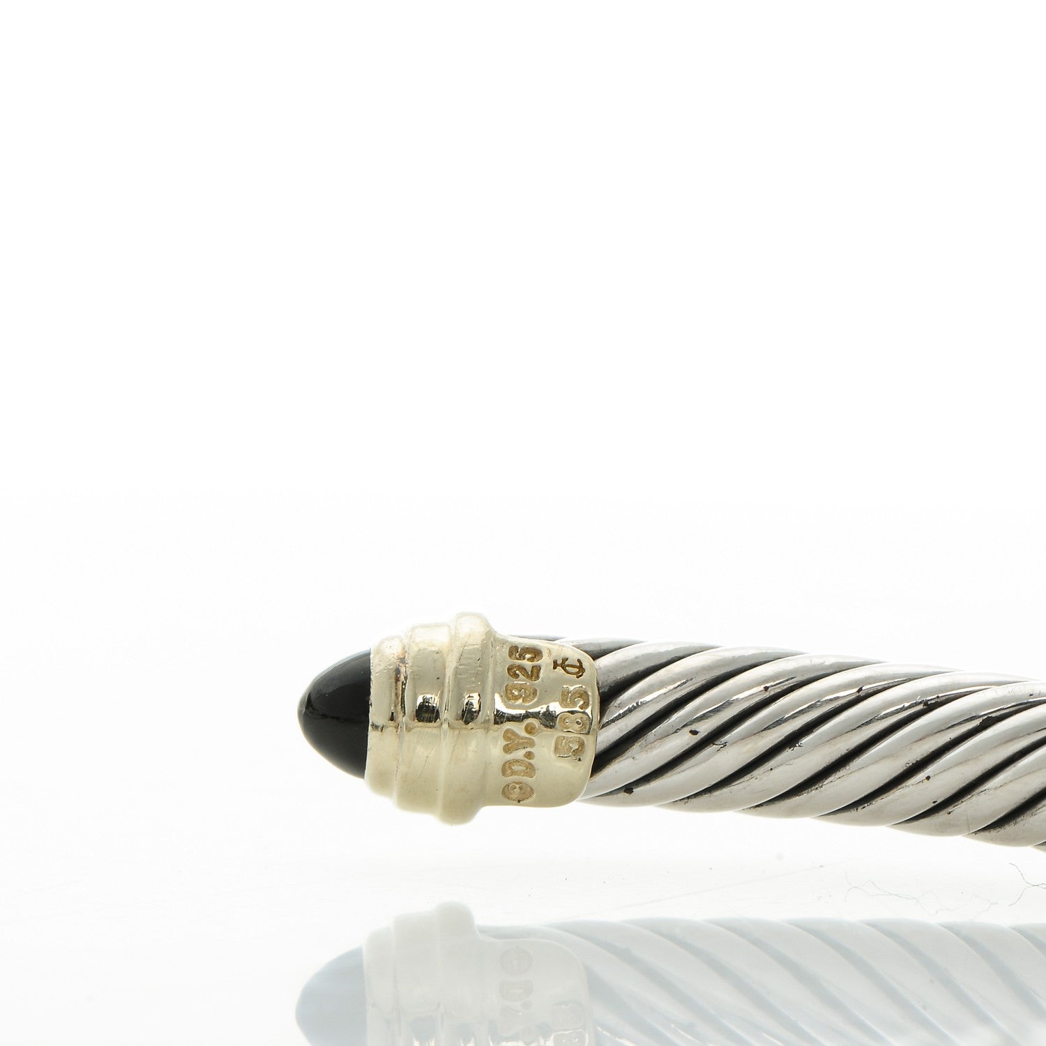David Yurman Sterling Silver 14K Yellow Gold Black Onyx 5mm Cable Classics Petite Color Bracelet 4 of 4