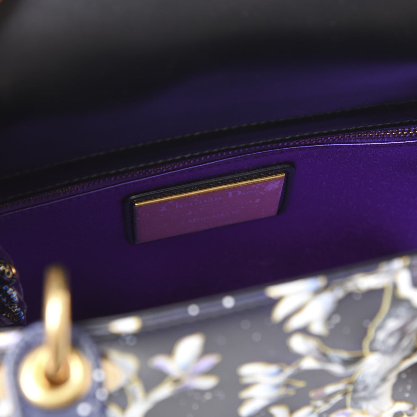Smooth Calfskin Raqib Shaw Medium Lady Dior Navy Multicolor