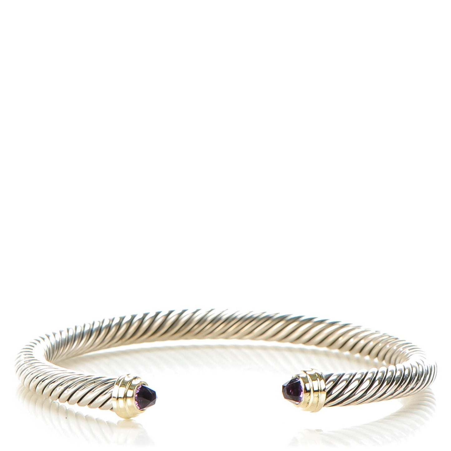 Sterling Silver 14K Yellow Gold Amethyst 5mm Cable Classics Petite Color Bracelet