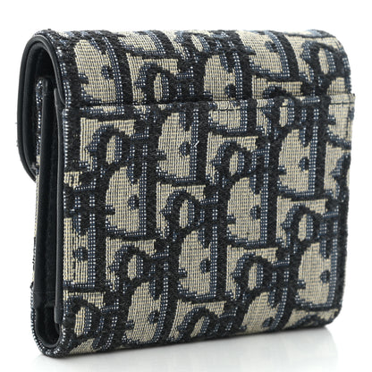 Christian Dior Oblique Saddle Lotus Wallet Blue 3 of 7