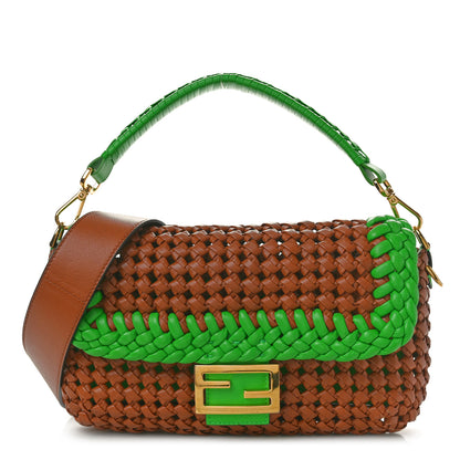 Fendi Nappa FF Woven Baguette Cuoio Tomatillo 1 of 9