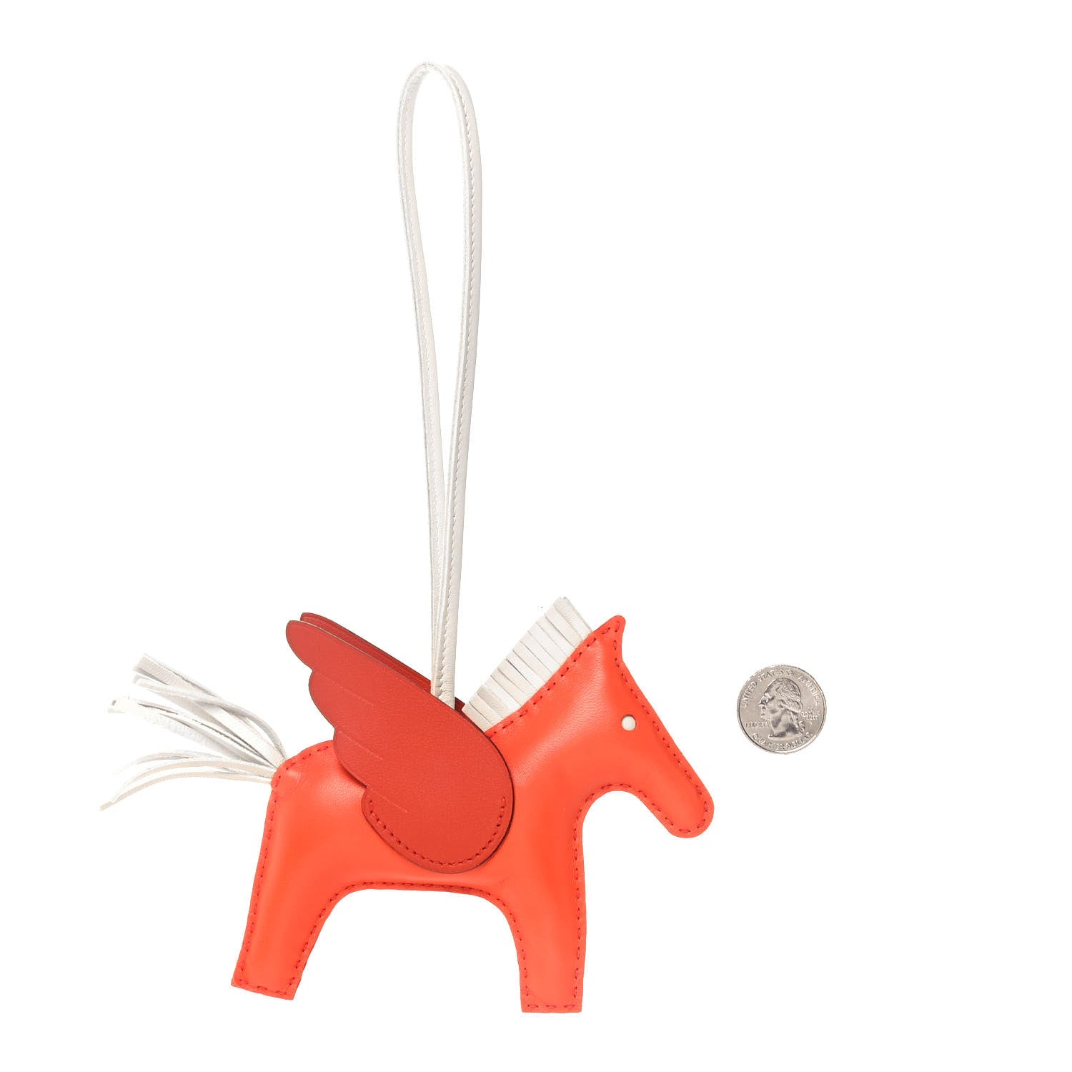 Hermes Milo Lambskin Grigri Rodeo Pegase Horse Bag Charm MM Orange Poppy Craie Terre Battue 2 of 6