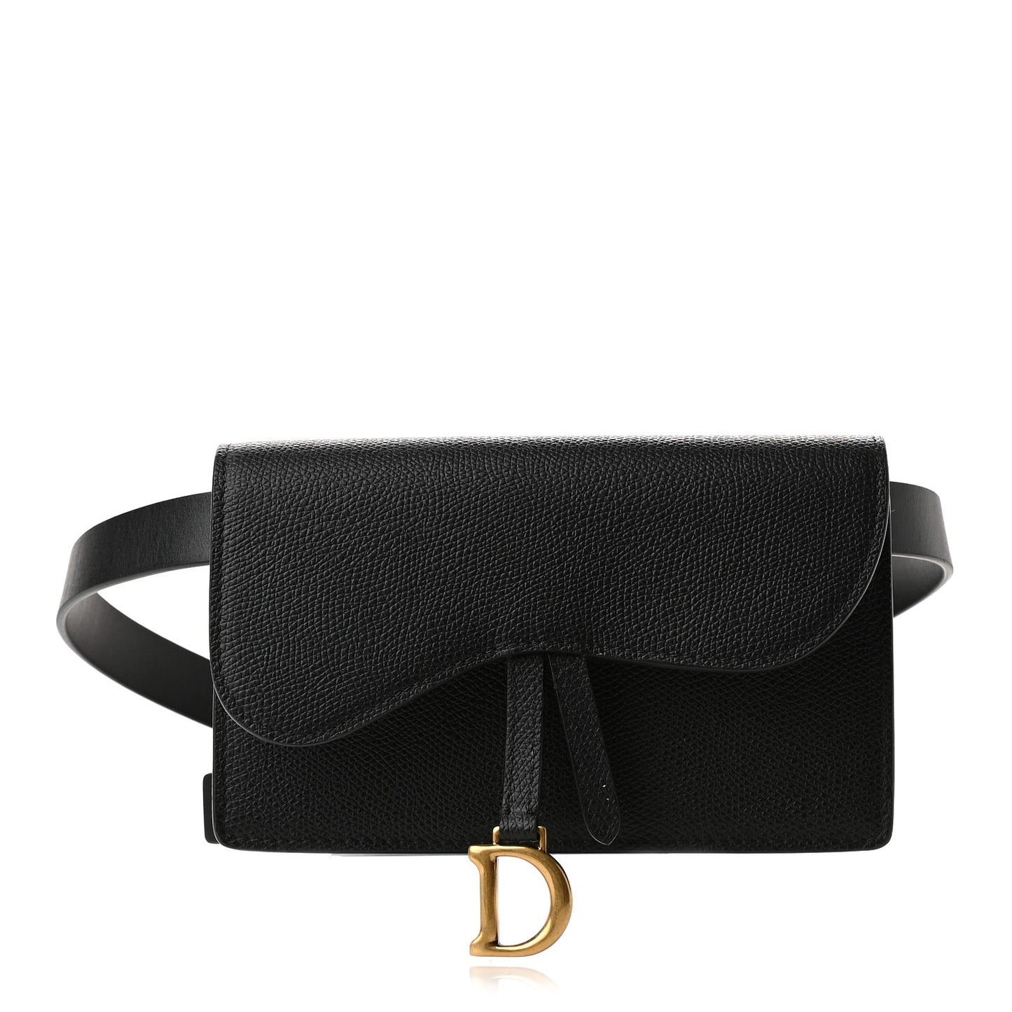 Grained Calfskin Saddle Belt Bag Black