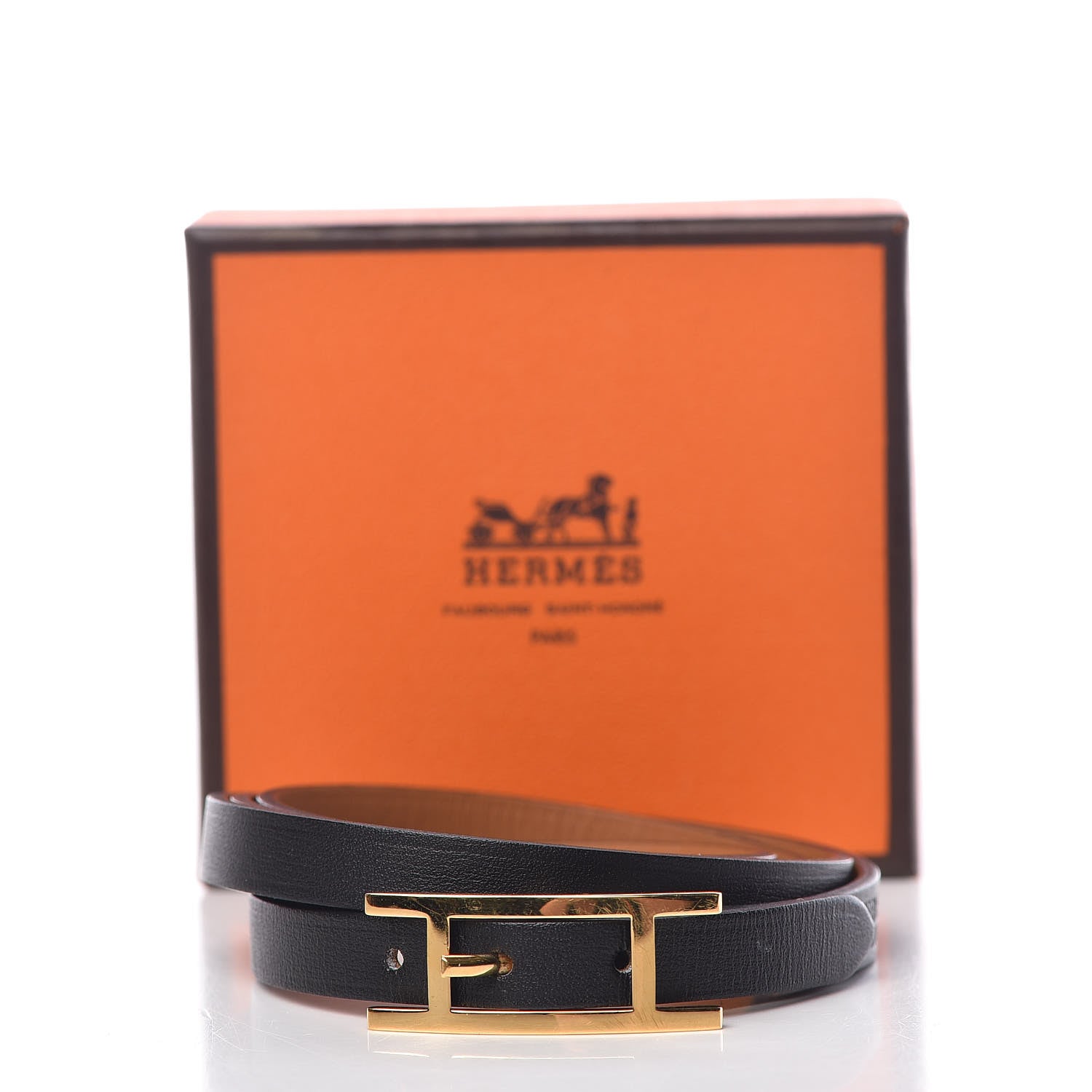 HERMES アピ3 Hermes Chamonix Hapi 3 Triple Tour Wrap Bracelet M Black 409138