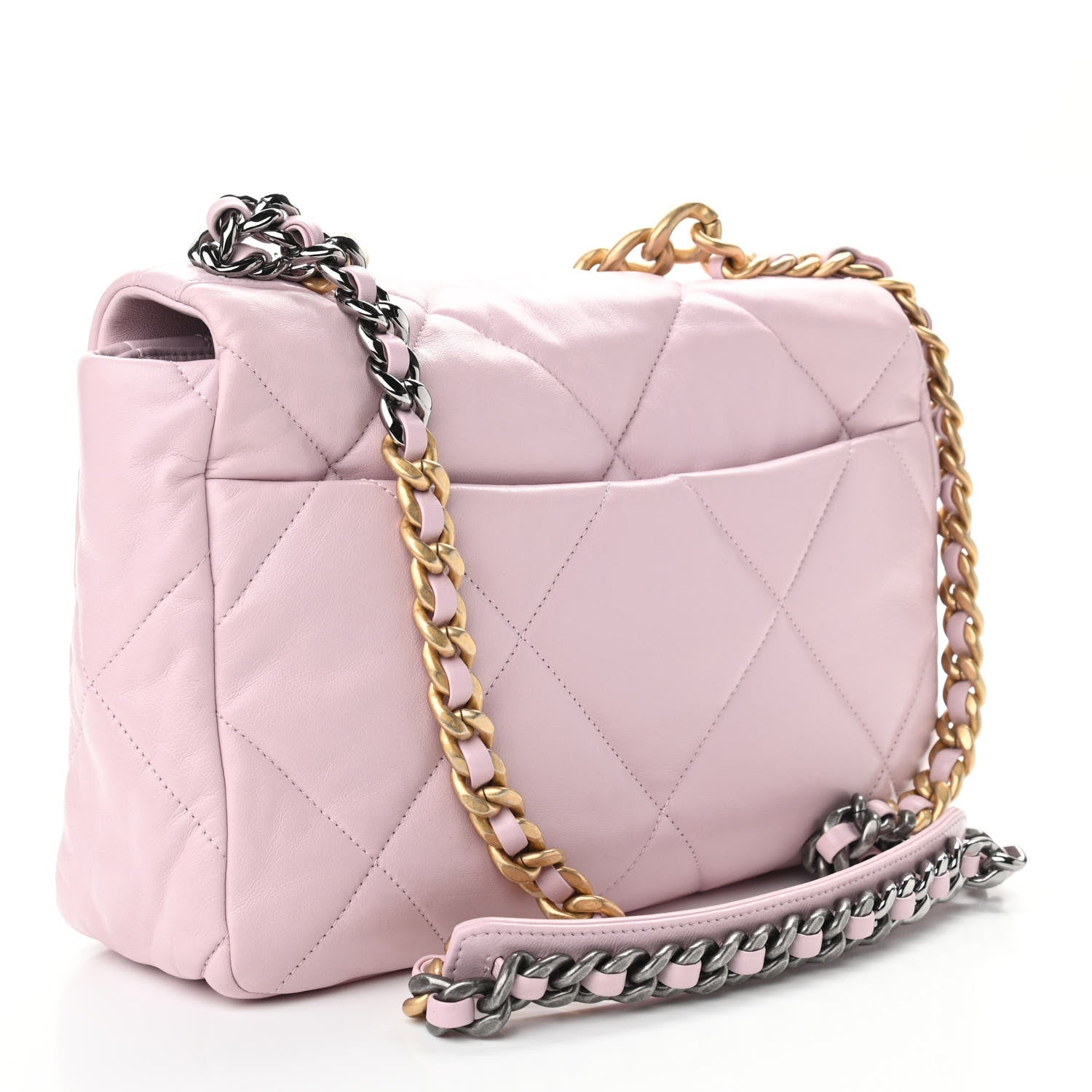 Chanel Lambskin Quilted Large Chanel 19 Flap Light Pink 3 of 10