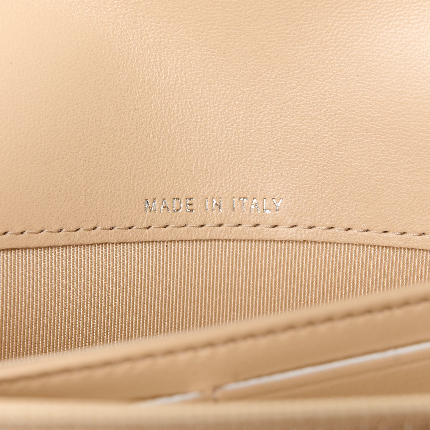 Lambskin Quilted CC Large Gusset Flap Wallet Beige