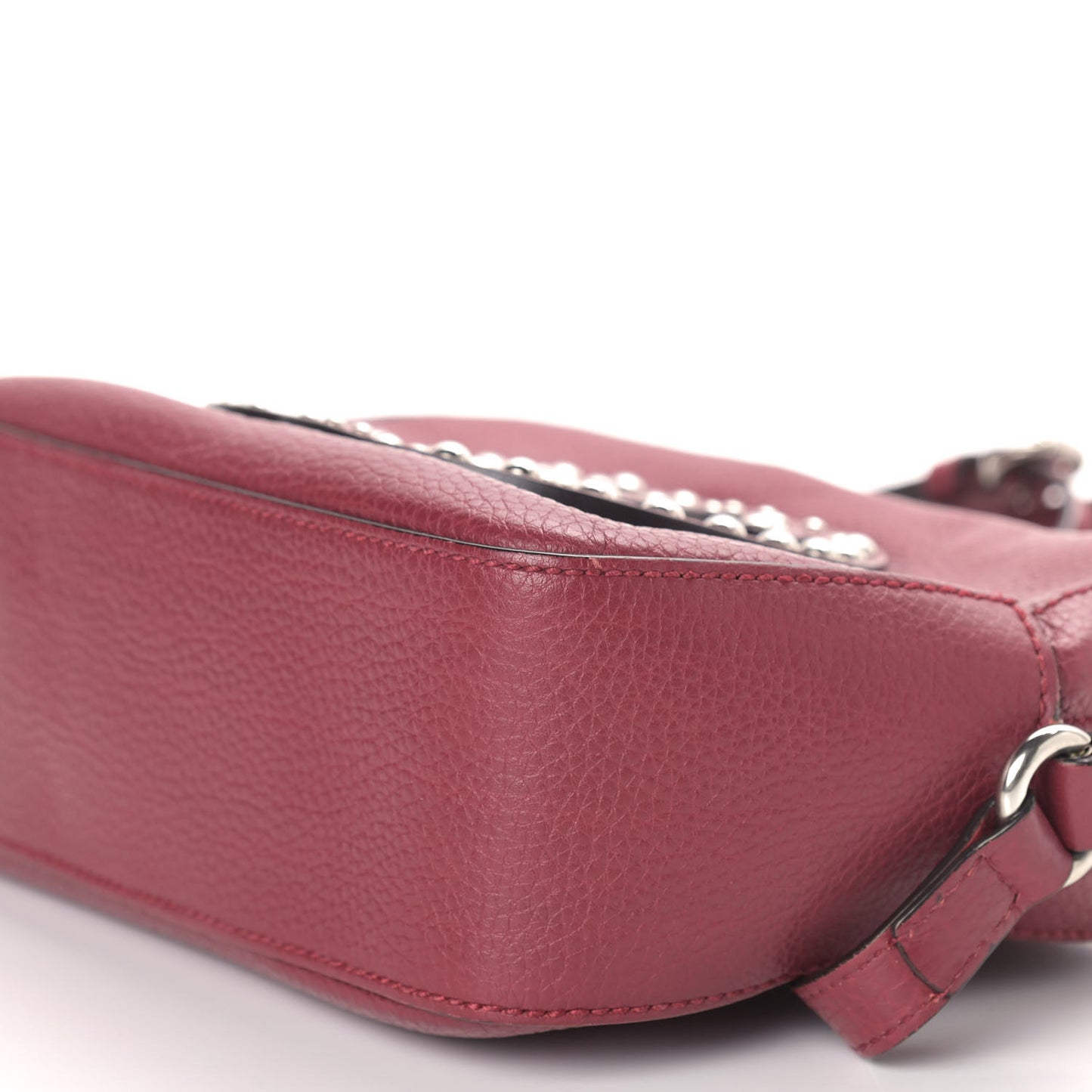Pebbled Calfskin Studded Small Soho Disco Bag Soft Burgundy